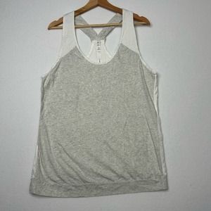 Lululemon Racerback tank jersey knit gray white size 12